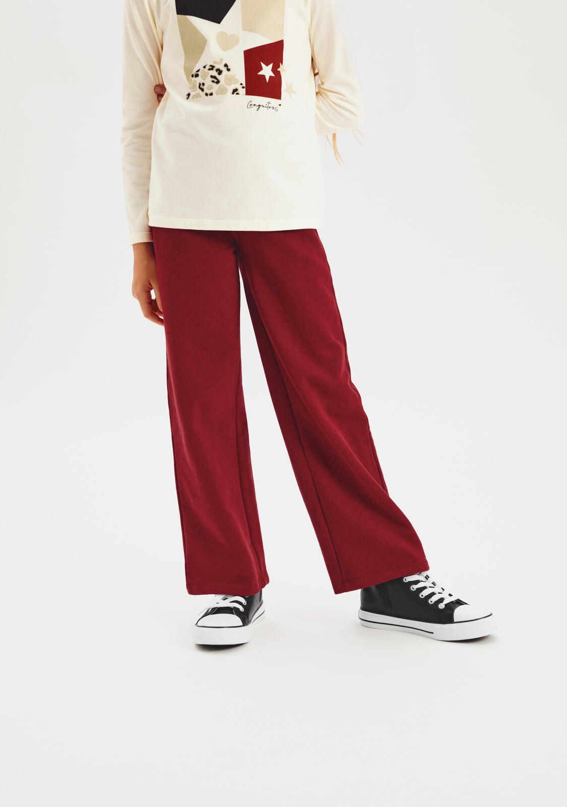Pantalón Jogger de Felpa Burdeos Conguitos 4/4