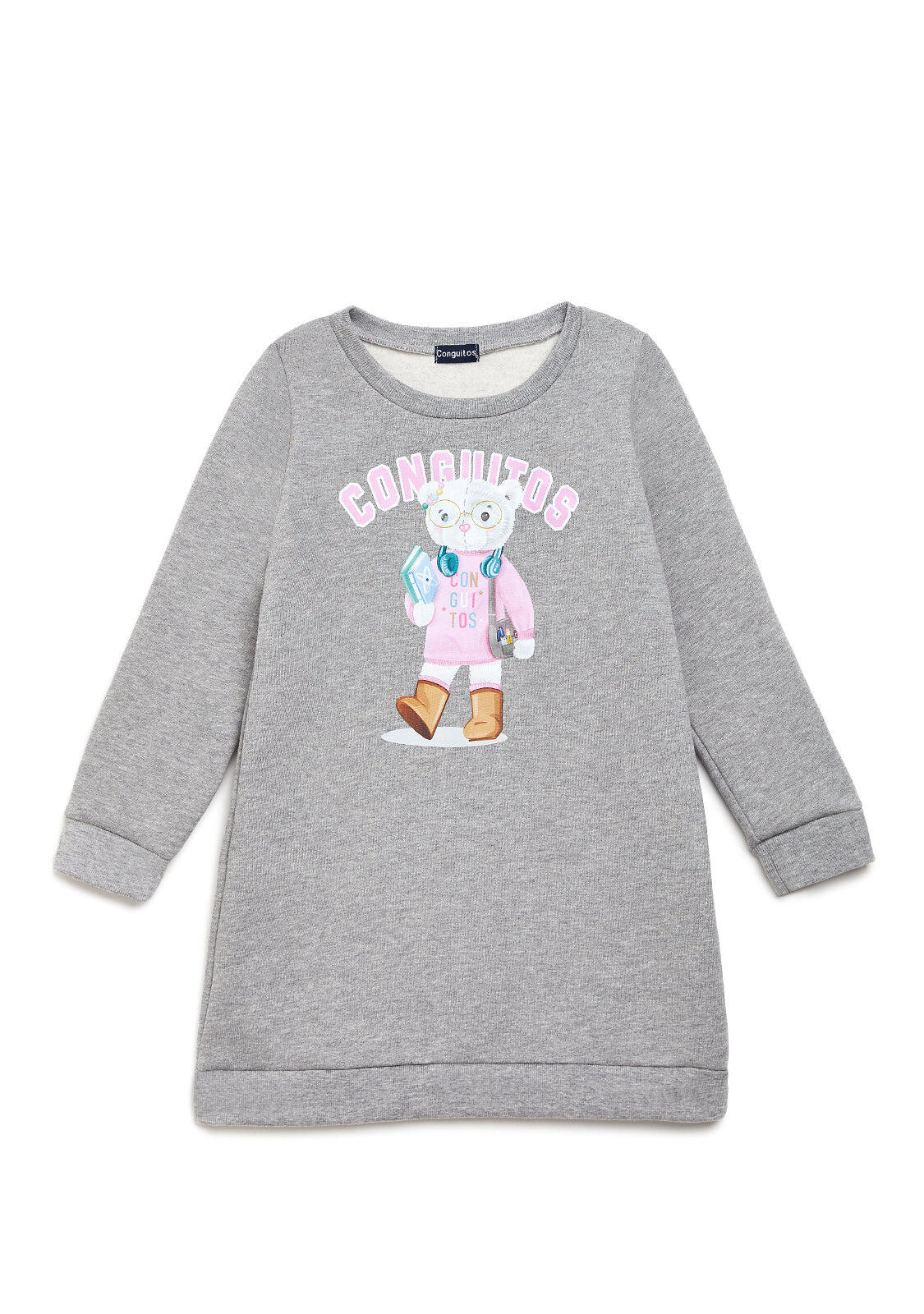 Vestido Estampado Gris Osito Conguitos 1/4