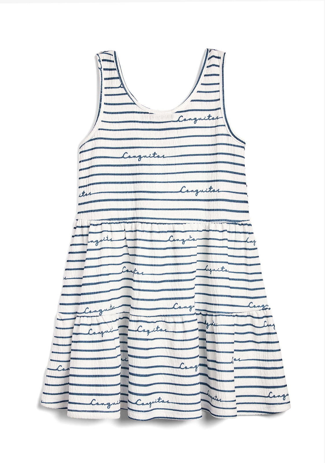 Vestido de Niña de Rayas en Azul Marino 1/4