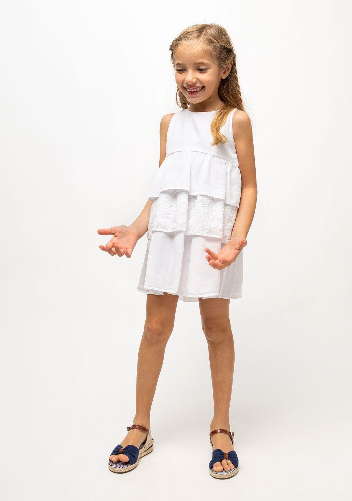 Vestido de Niña Volantes Blanco 3/3