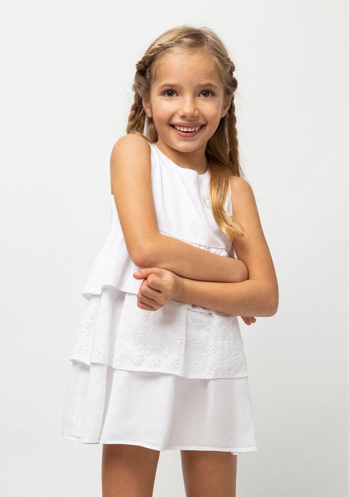 Vestido de Niña Volantes Blanco 2/3