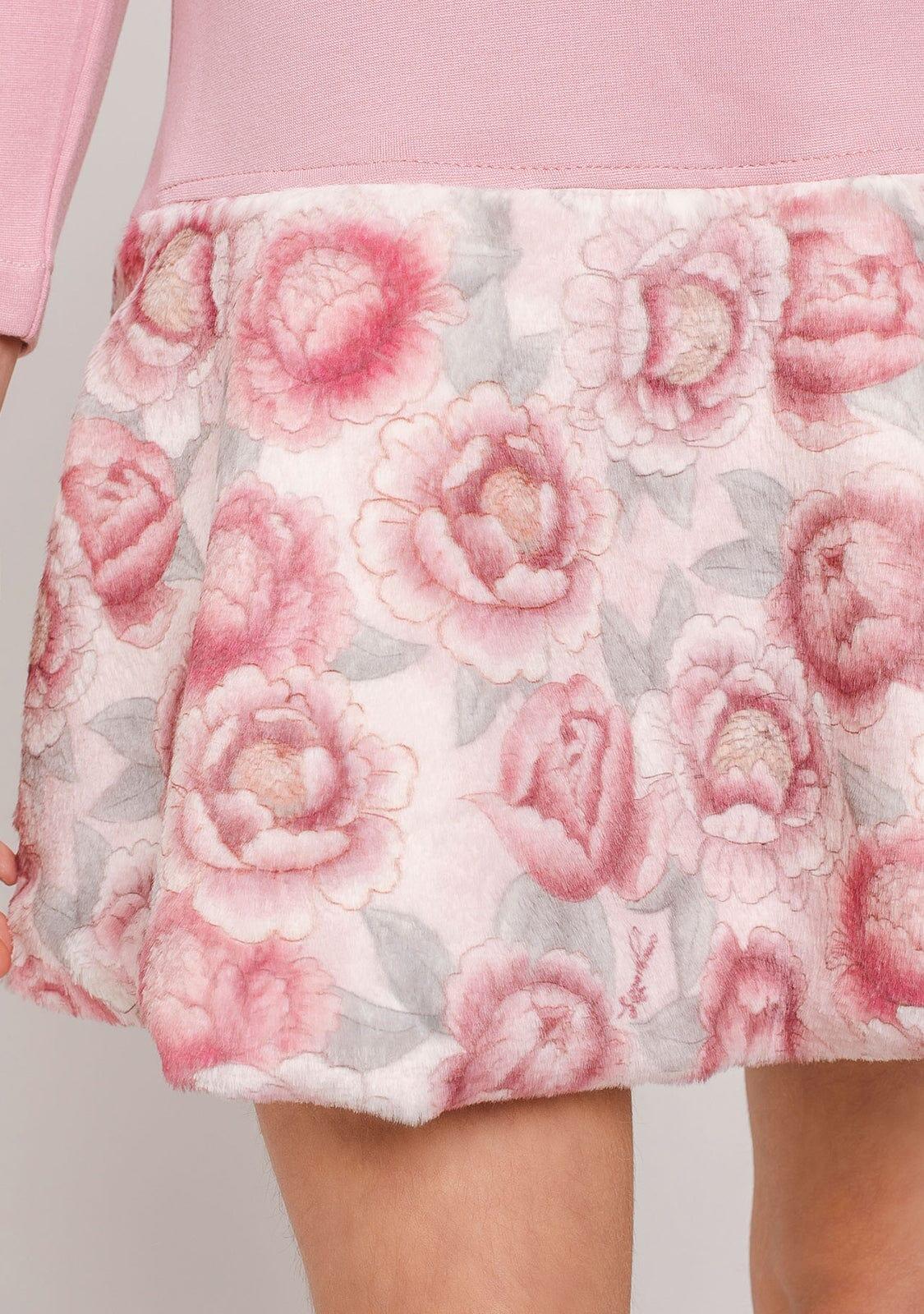Vestido rosa con corazón de piel para niña 3/4