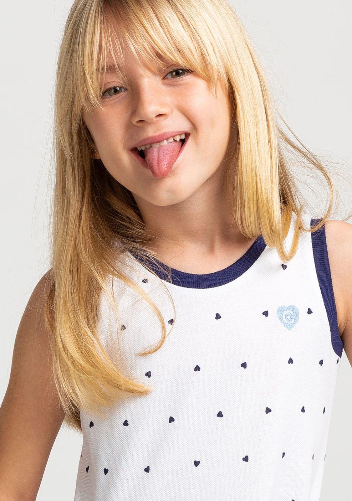 Girl's White Hearts Skater Dress 2/4