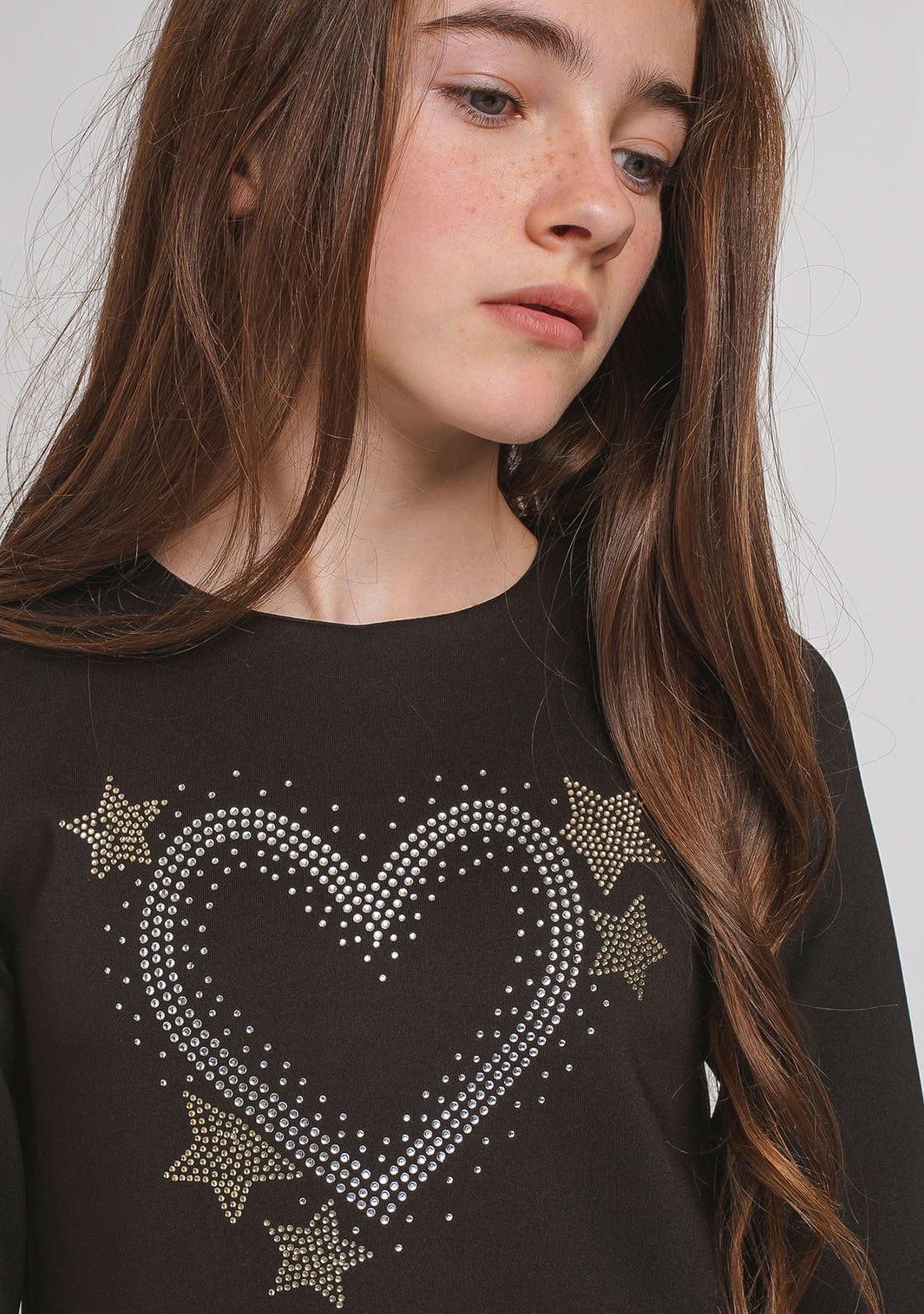Vestido negro con volantes "Heart" de niña 3/3
