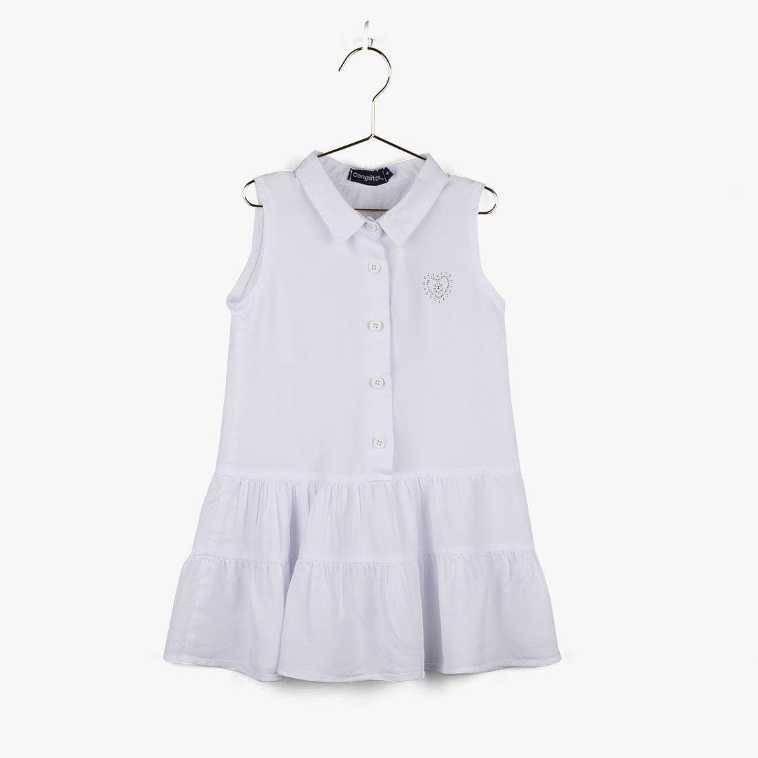Vestido Camisero de Niña Blanco 1/3