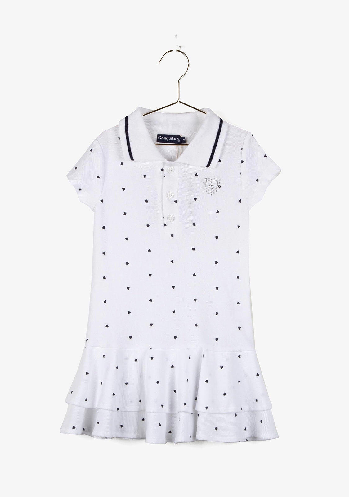 Vestido de Niña Polo Volantes Blanco 1/3