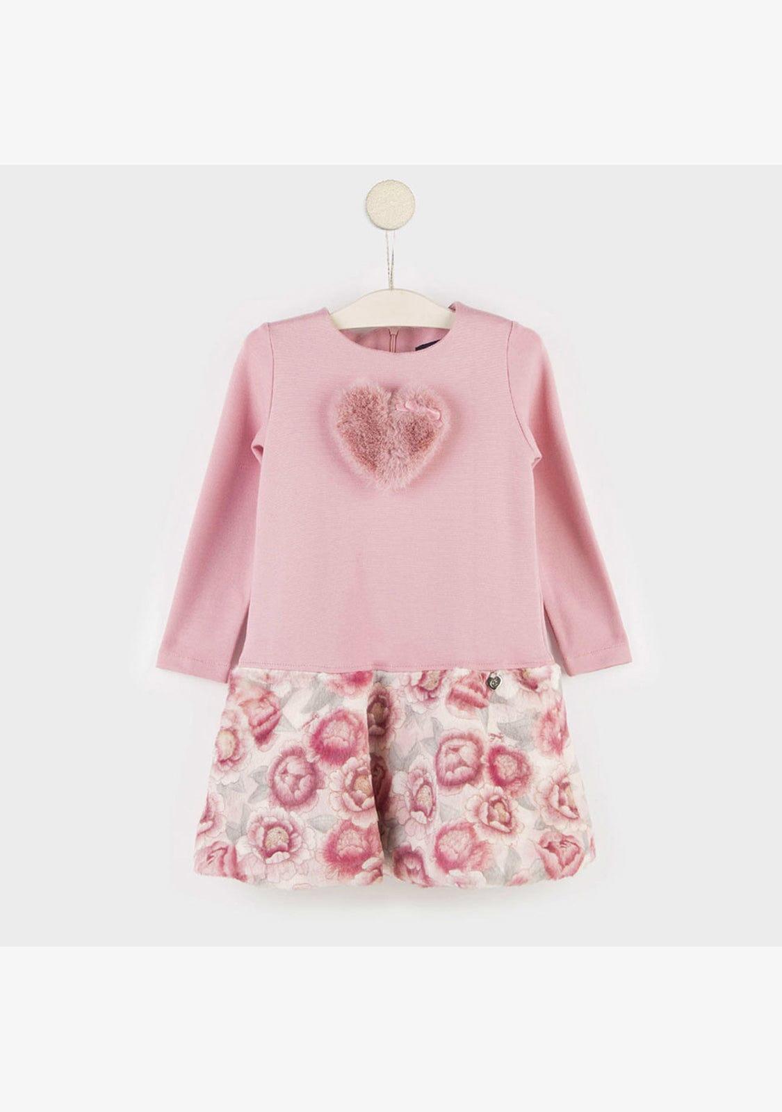 Vestido rosa con corazón de piel para niña 4/4
