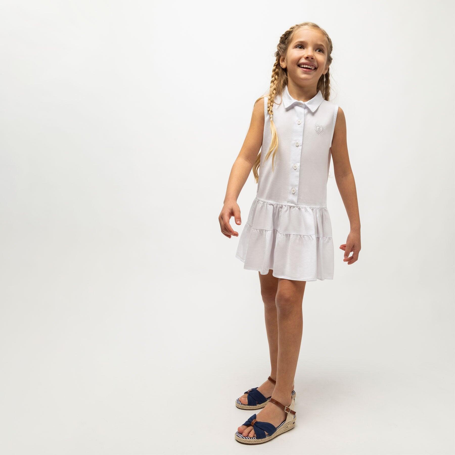 Vestido Camisero de Niña Blanco 2/3