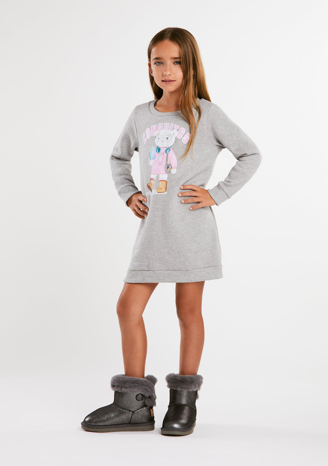 Vestido Estampado Gris Osito Conguitos 4/4