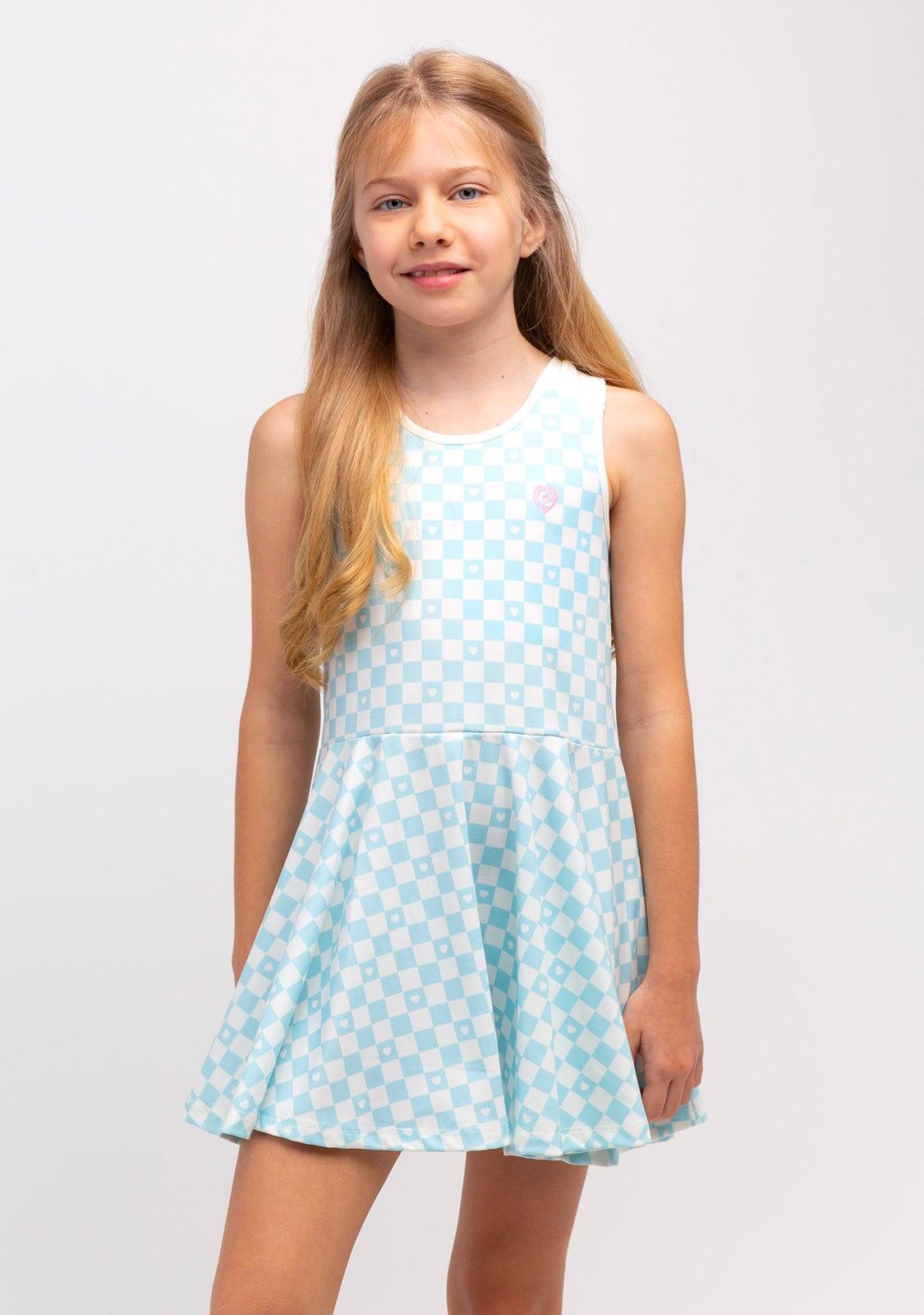 Vestido De Niña Cuadros En Azul Claro 3/5