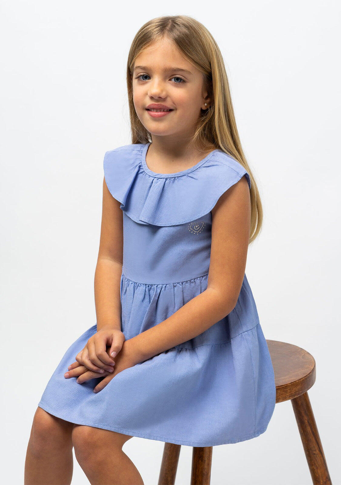 Vestido de Niña Volante Azul 2/3