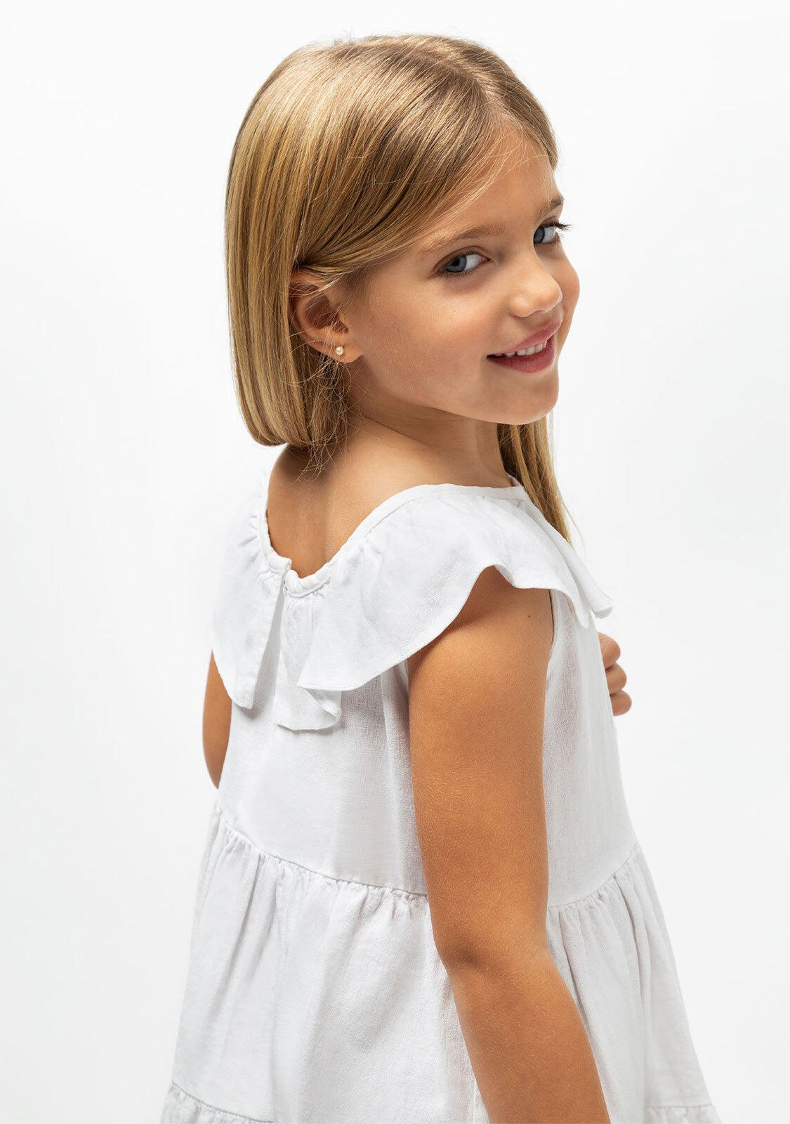 Vestido de Niña Volante Blanco 3/3