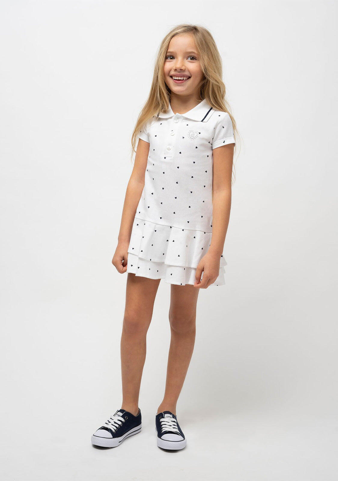 Vestido de Niña Polo Volantes Blanco 2/3
