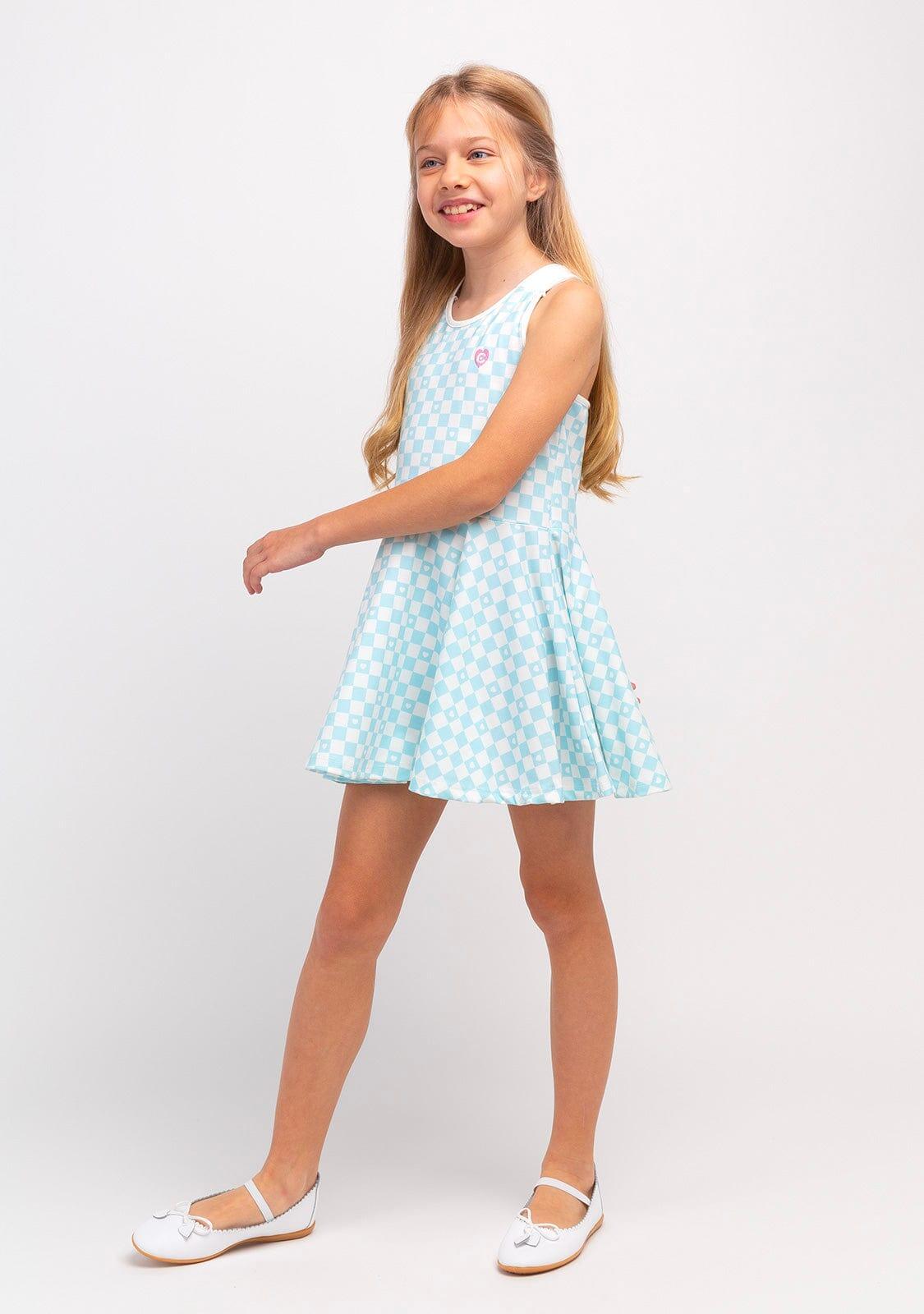 Vestido De Niña Cuadros En Azul Claro 2/5