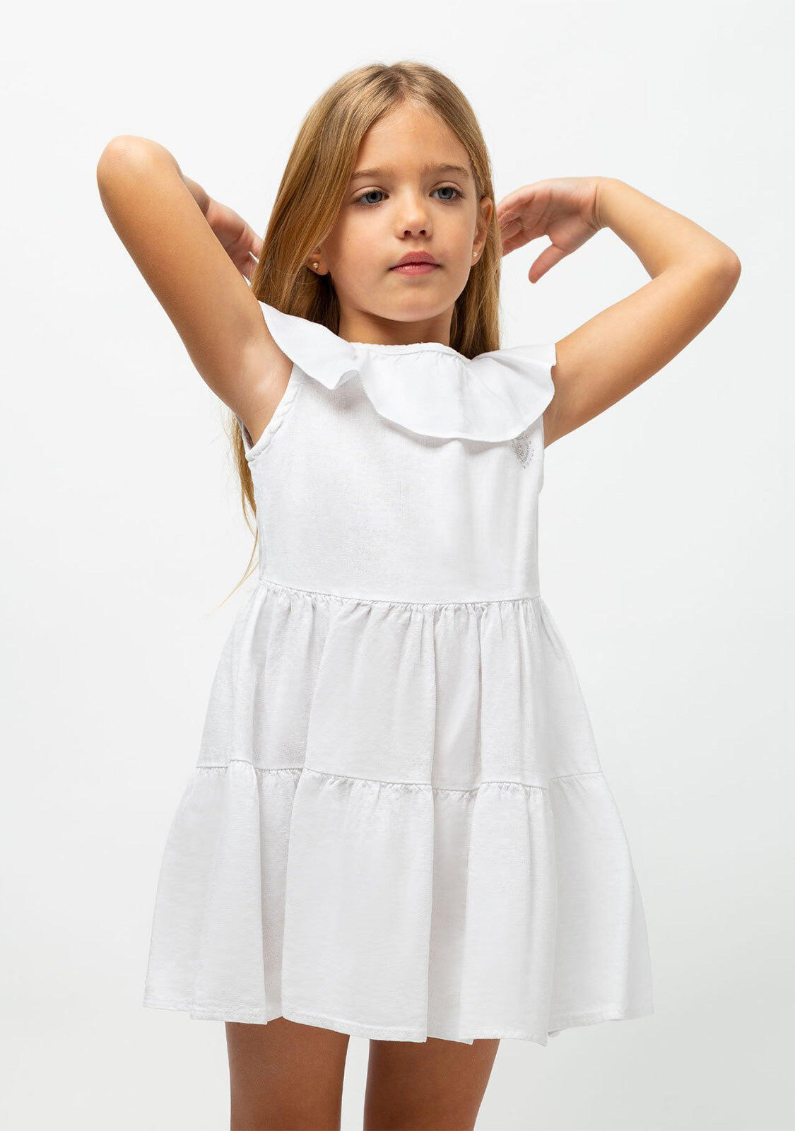 Vestido de Niña Volante Blanco 2/3