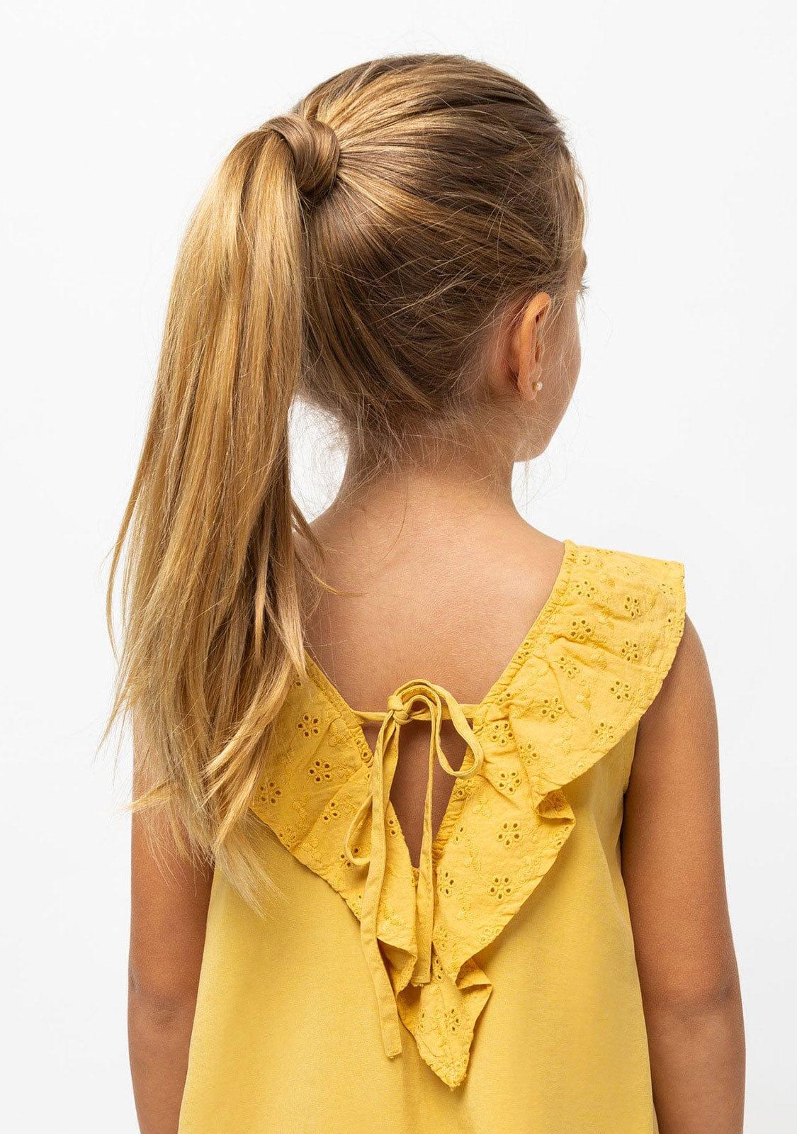 Vestido de Niña Tencel Mostaza 3/3