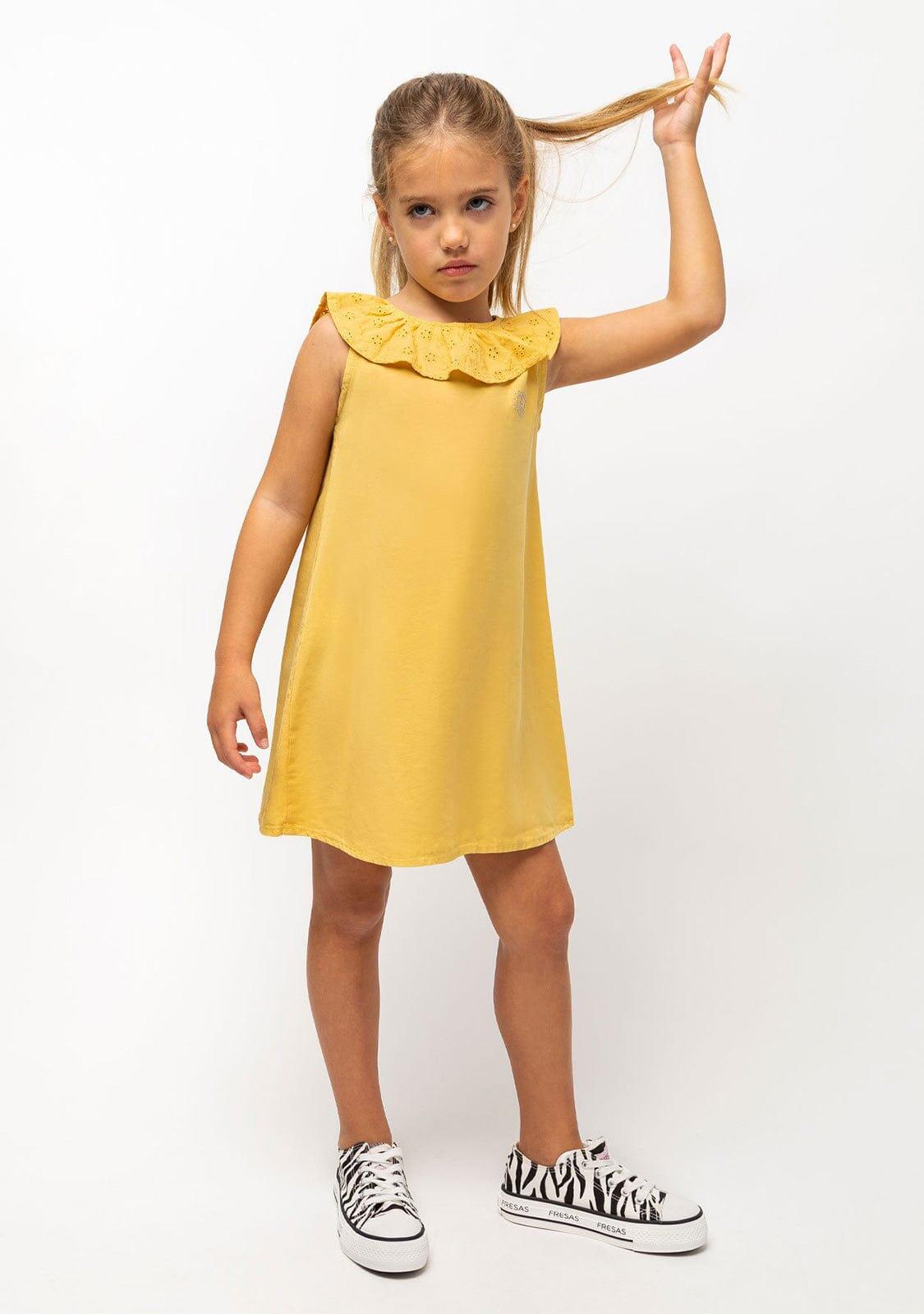 Vestido de Niña Tencel Mostaza 2/3
