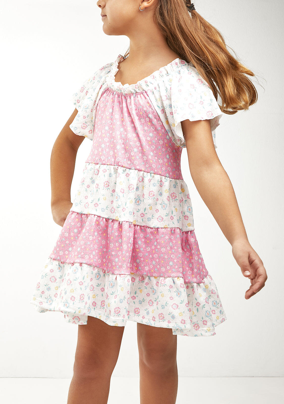 Vestido Volantes Flores 3/4