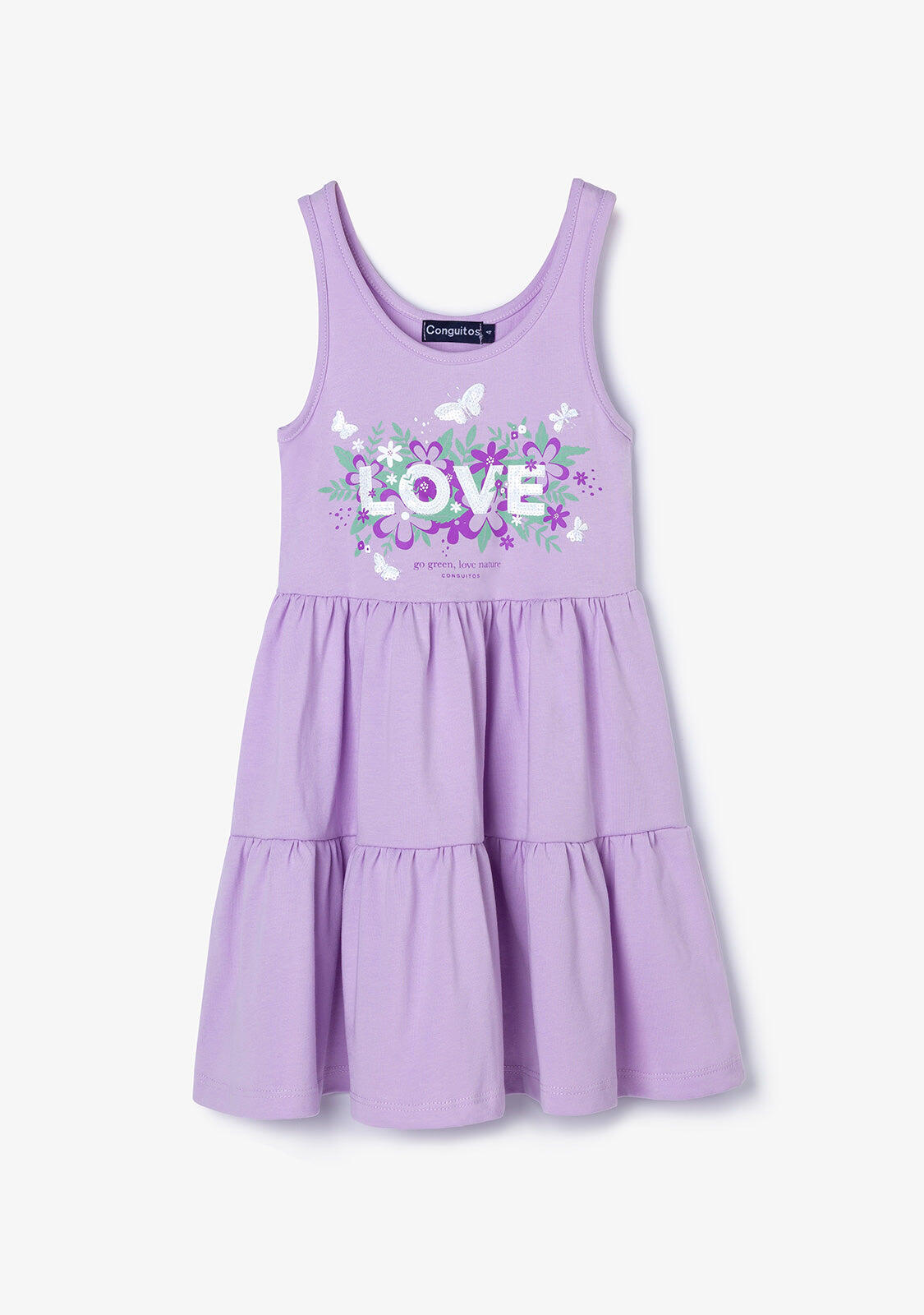 Vestido Niña Volantes En Malva 1/4
