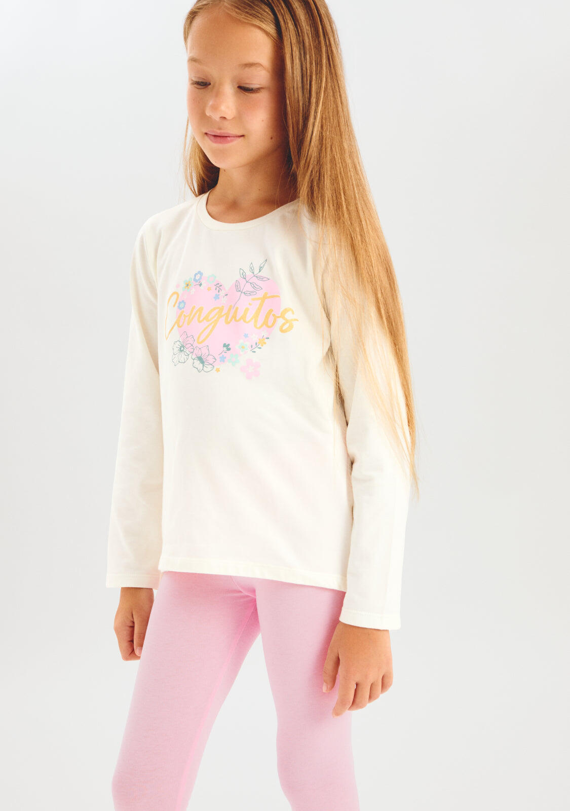 Camiseta Niña Manga Larga Con Estampado Frontal 5/5