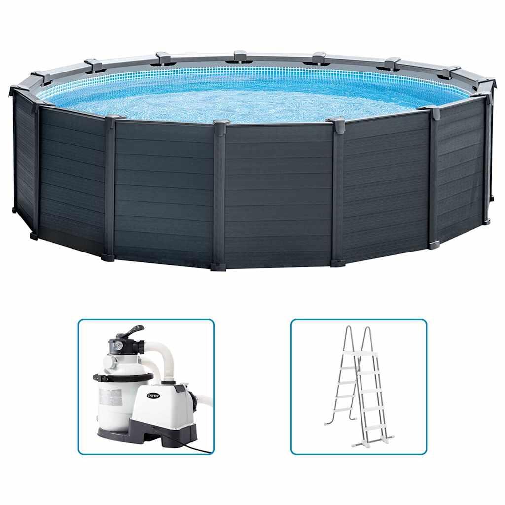 Intex Conjunto de piscina de superfície Graphite Gray Panel 478x124 cm 2/7