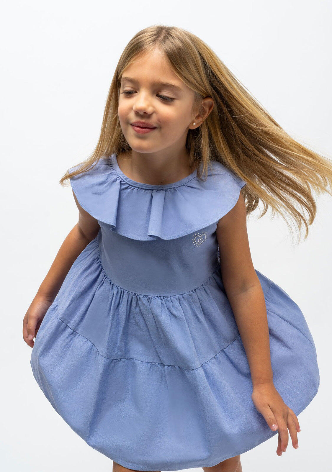 Vestido de Niña Volante Azul 3/3