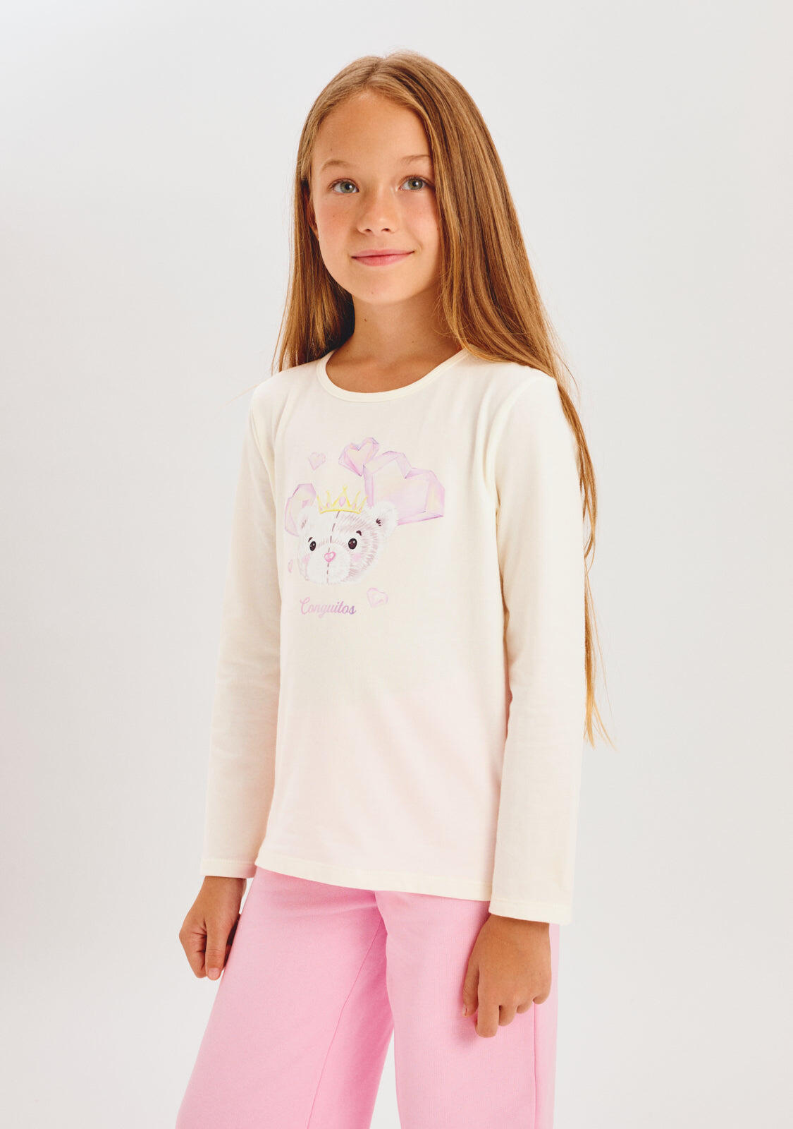 Camiseta Niña Manga Larga Con Estampado Frontal 4/4