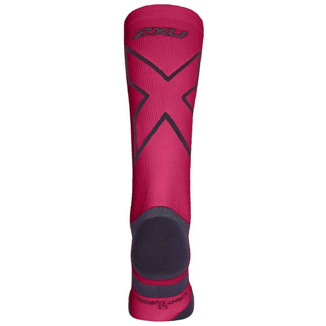 2XU Light Cushion Full Mens Hot Pink/Grey Length Socks 2/2