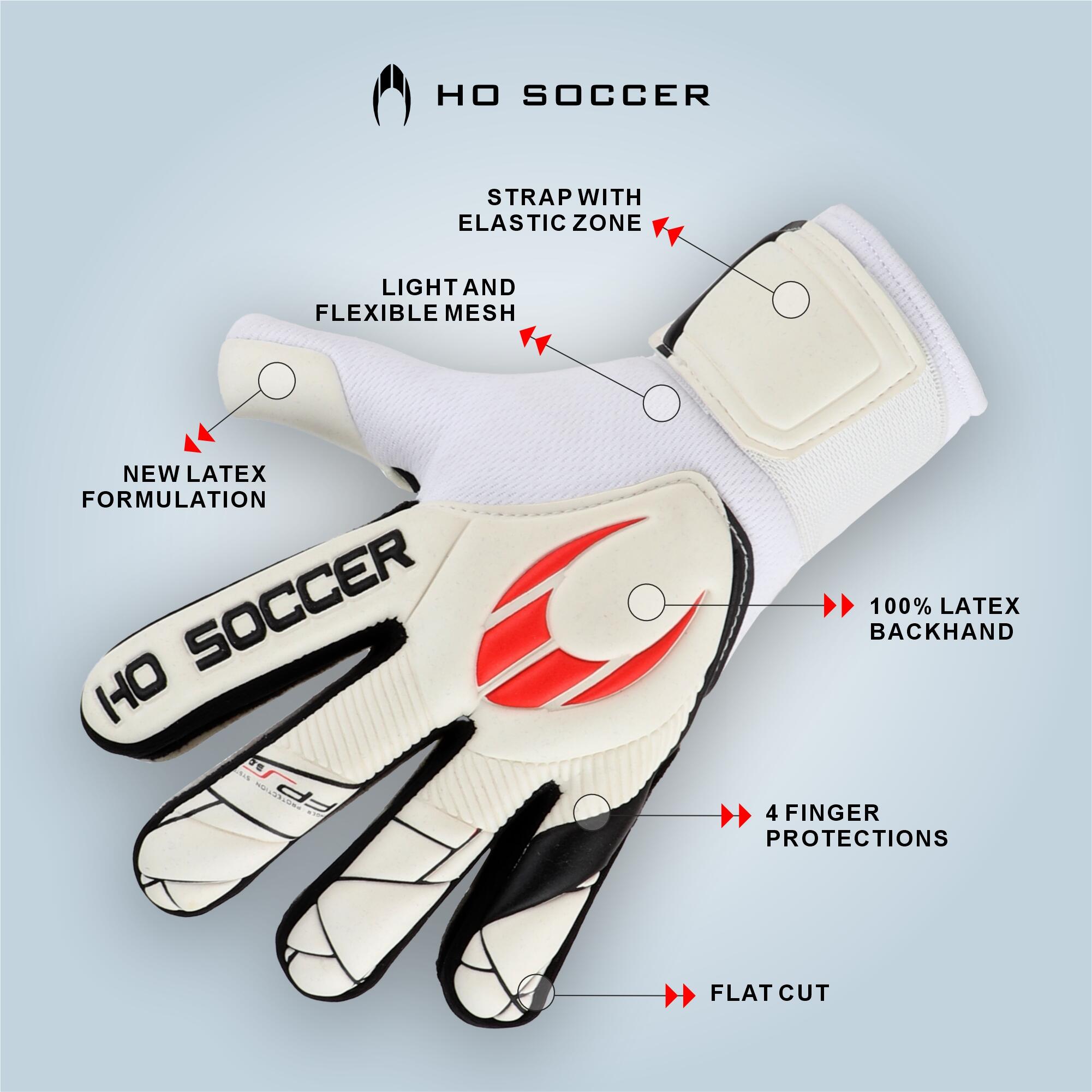 Guanti da portiere Ho Soccer per Bambino Shagan Flat Protek Kid Bianco 2/7