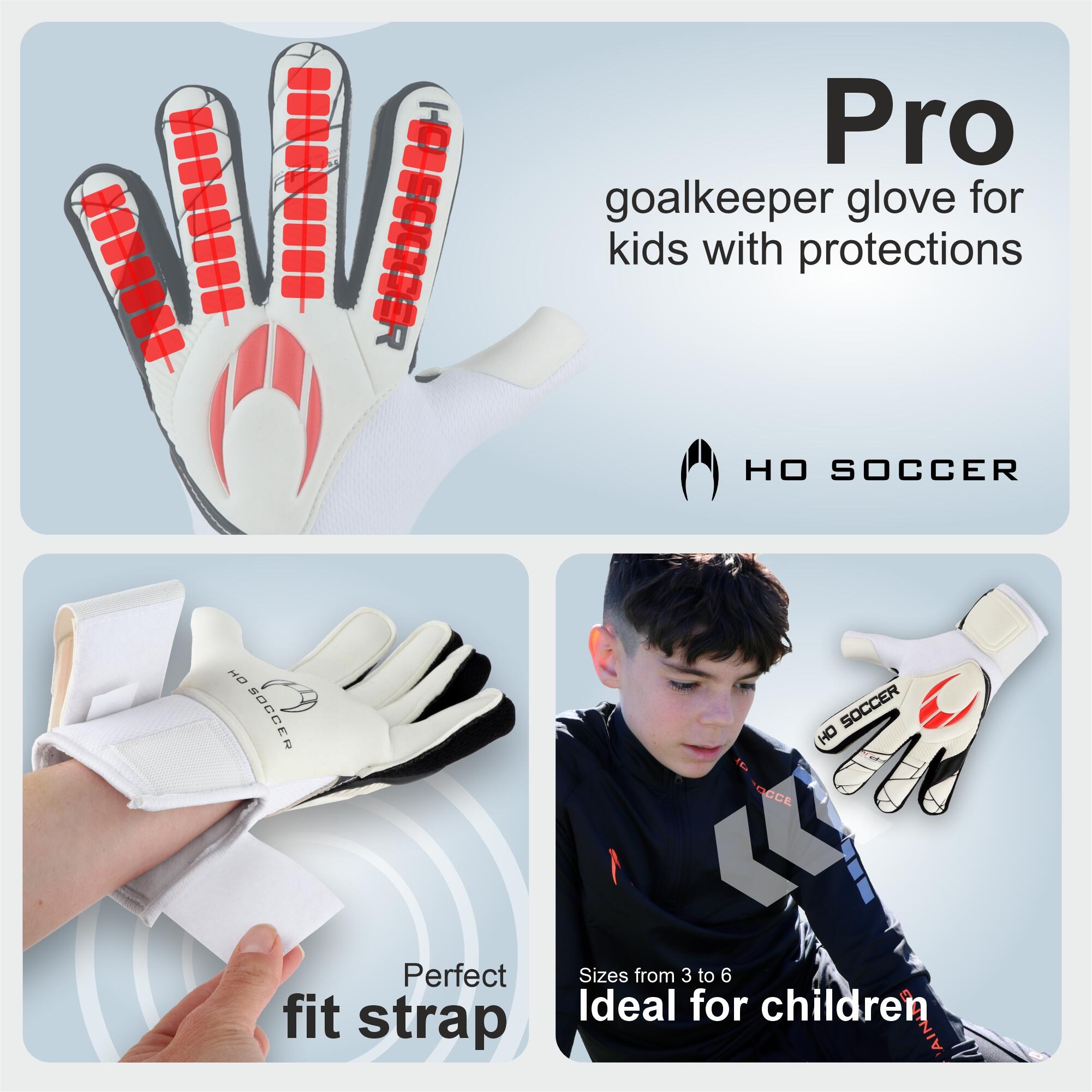Guanti da portiere Ho Soccer per Bambino Shagan Flat Protek Kid Bianco 4/7