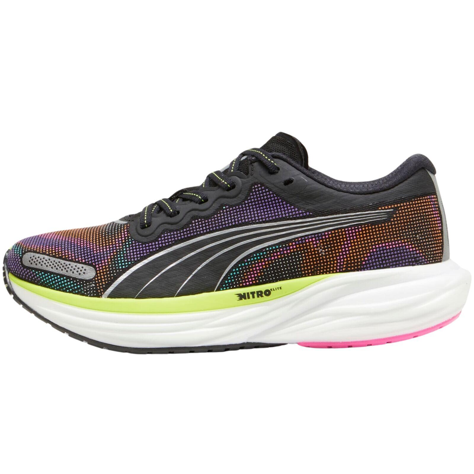 Puma Deviate Nitro 2 Womens Running Shoes in Black / Lime / Pink