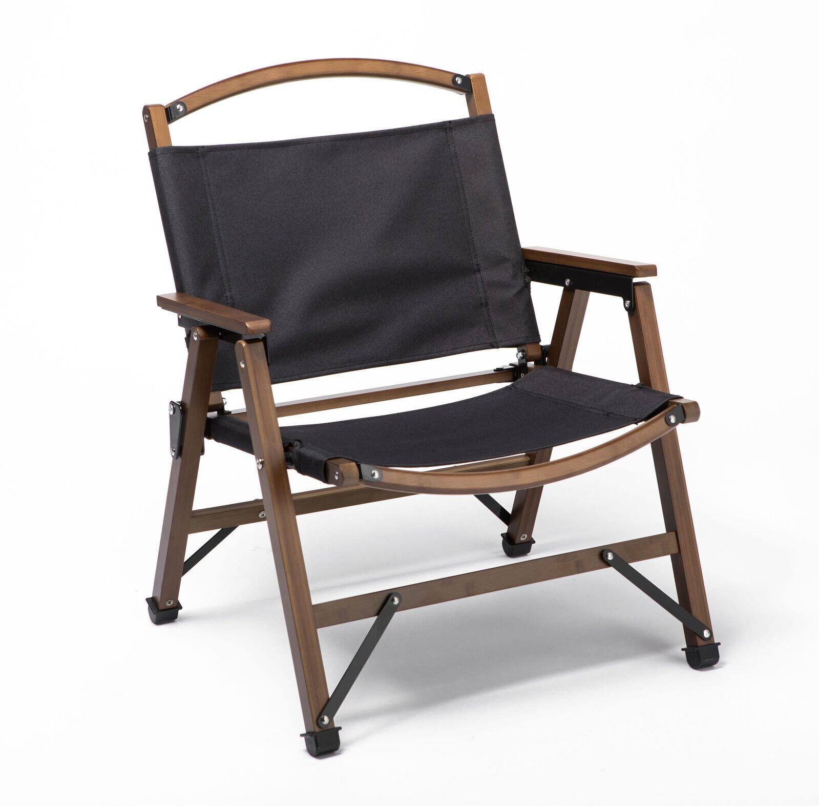 Bamboo Canvas Foldable Outdoor Camping Chair Wooden Travel Picnic Park