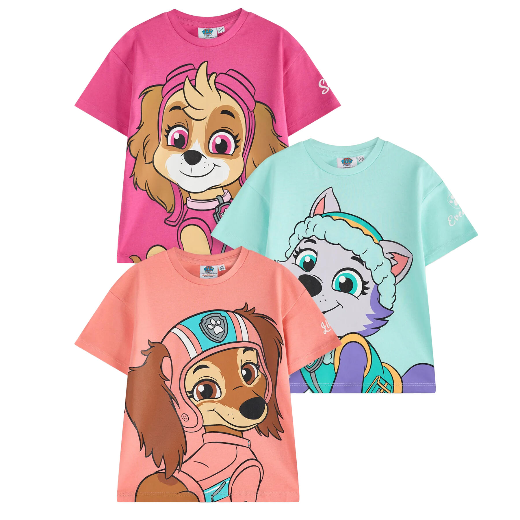 Paw Patrol Girls Character Short-Sleeved T-Shirt (Pack of 3)