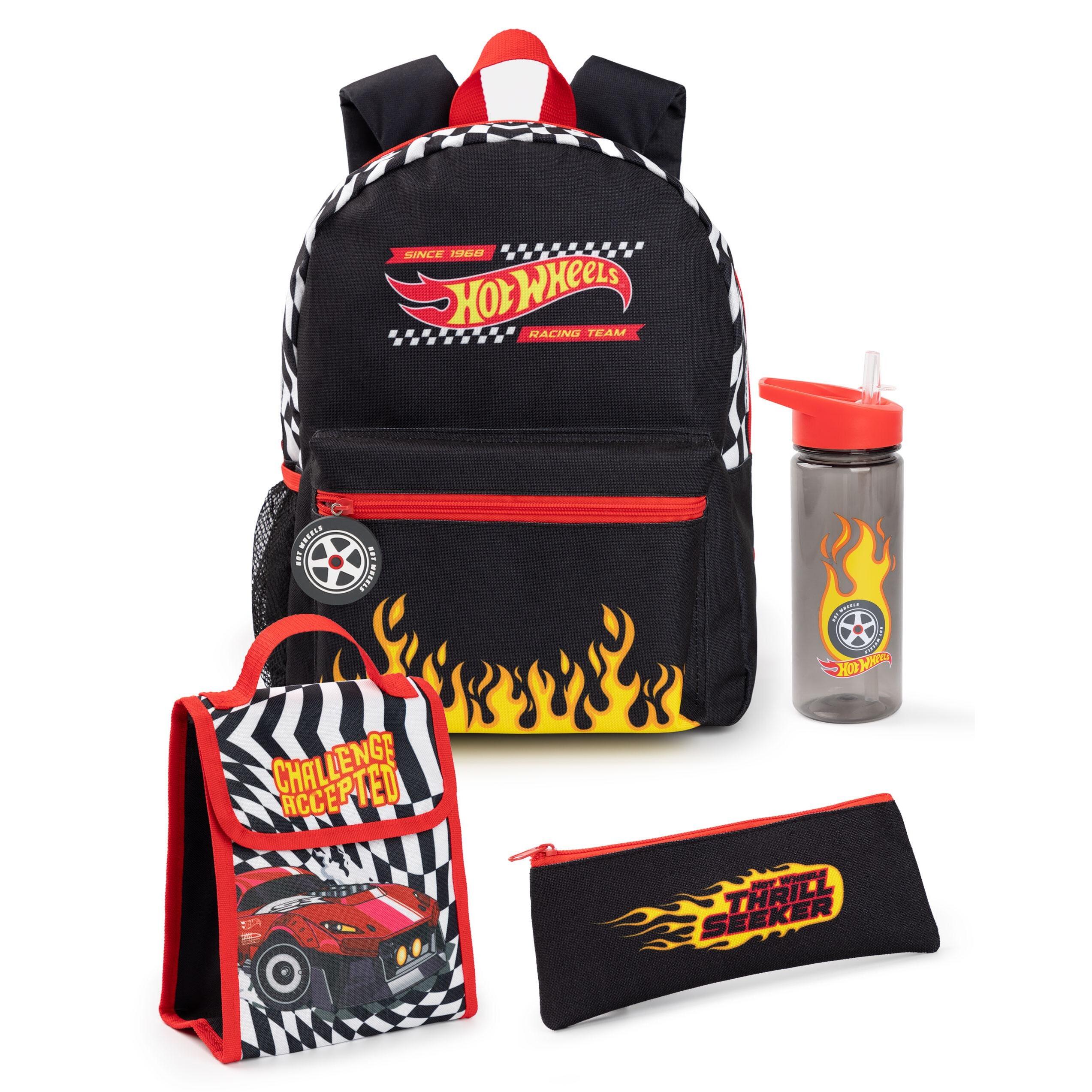 Hot Wheels Checkerboard Flame Backpack Set