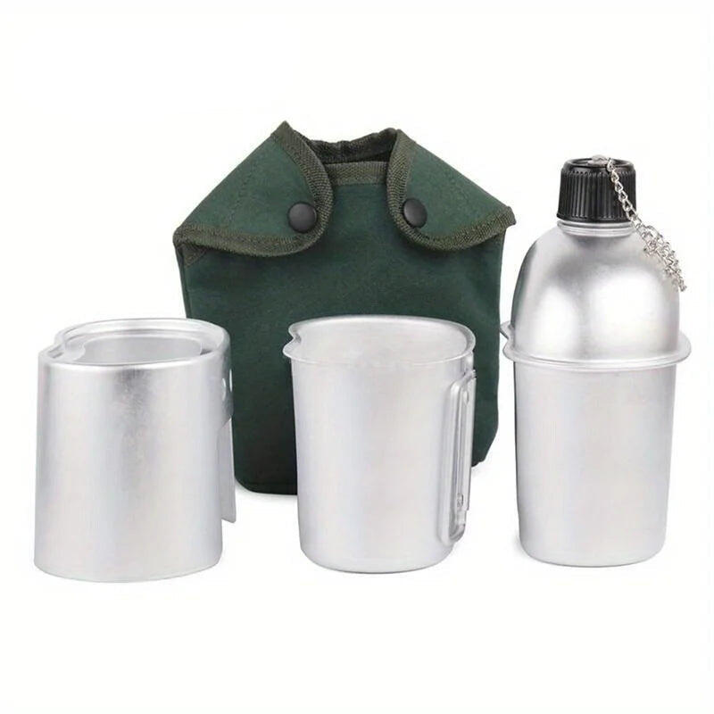 NNEOBA 4-Piece Military Cookware Set Silver