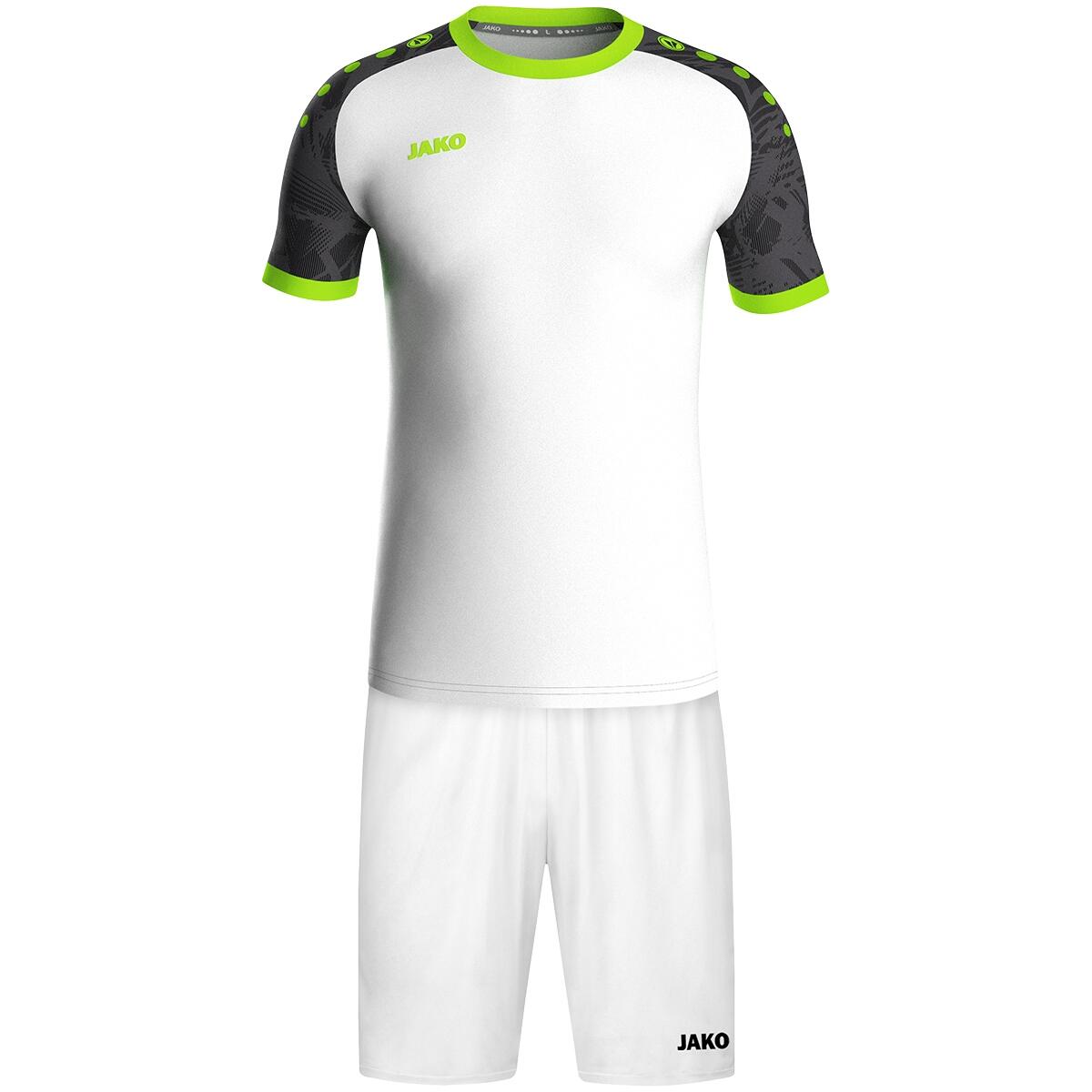 Jako Iconic Shirt Korte Mouw Kinderen - Wit / Zwart / Fluo Groen 4/5