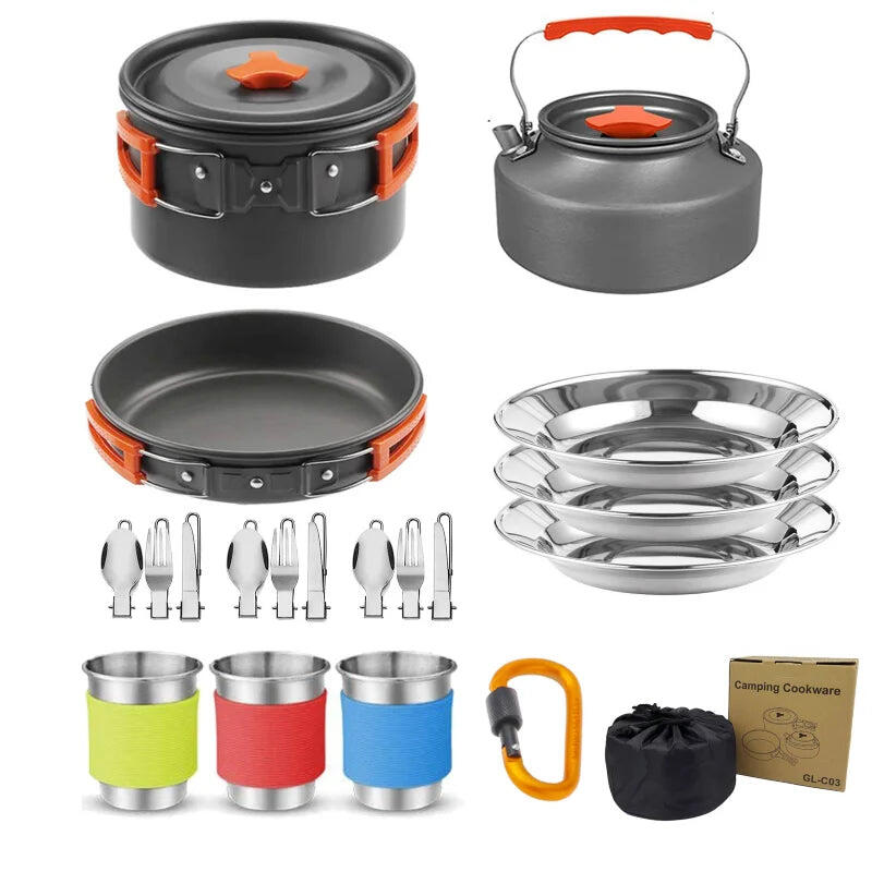 NNEOBA Pot Kettle Camping Cookware Set Grey