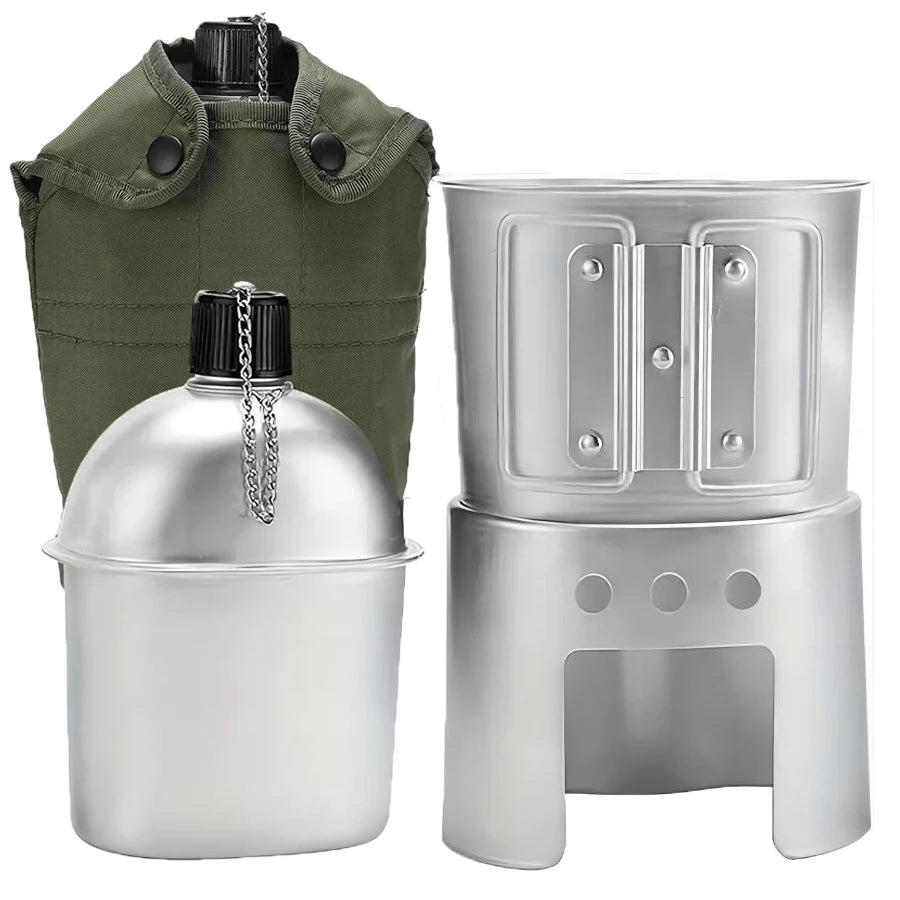 NNEOBA Camping Water Cup with Storage Pouch Silver