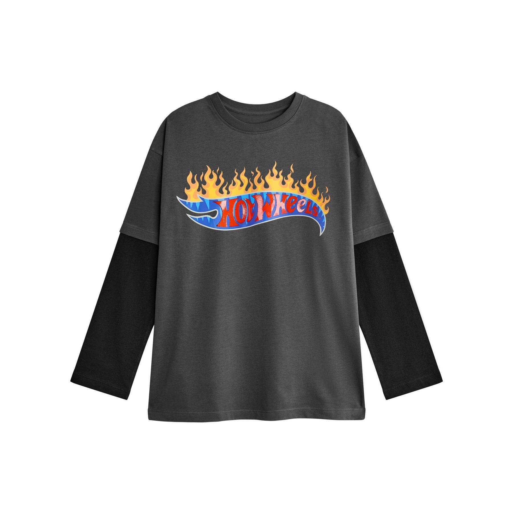 Hot Wheels Boys Flame Logo Long-Sleeved T-Shirt