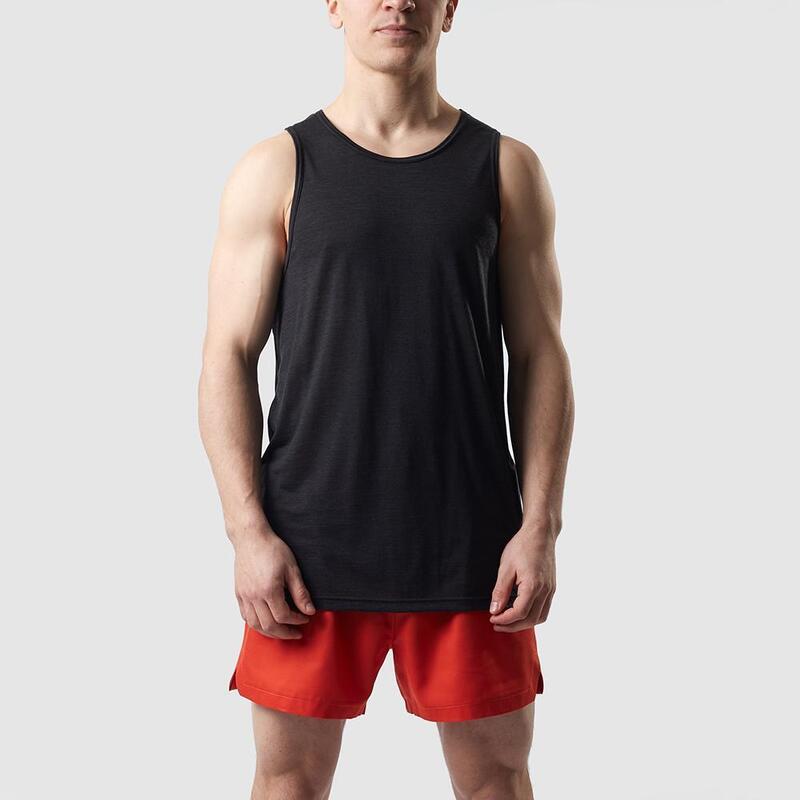 Superlight Merino-Tencel Singlet / Tank Herren, schwarz, ohne Rückenprint