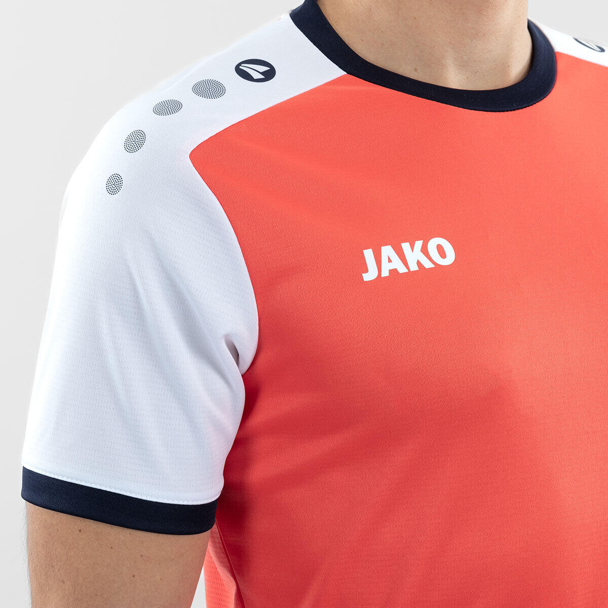 Jako Dynamic Herenshirt Korte Mouw - Koraal / Wit / Marine 5/5