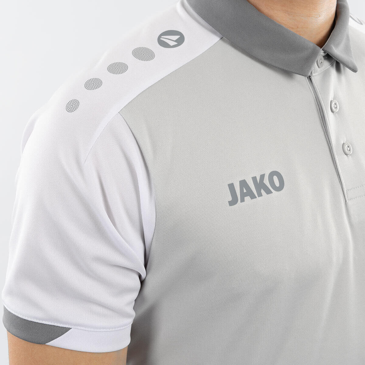 Jako Dynamic Polo Hommes - Gris Clair / Blanc / Gris - L 4/4
