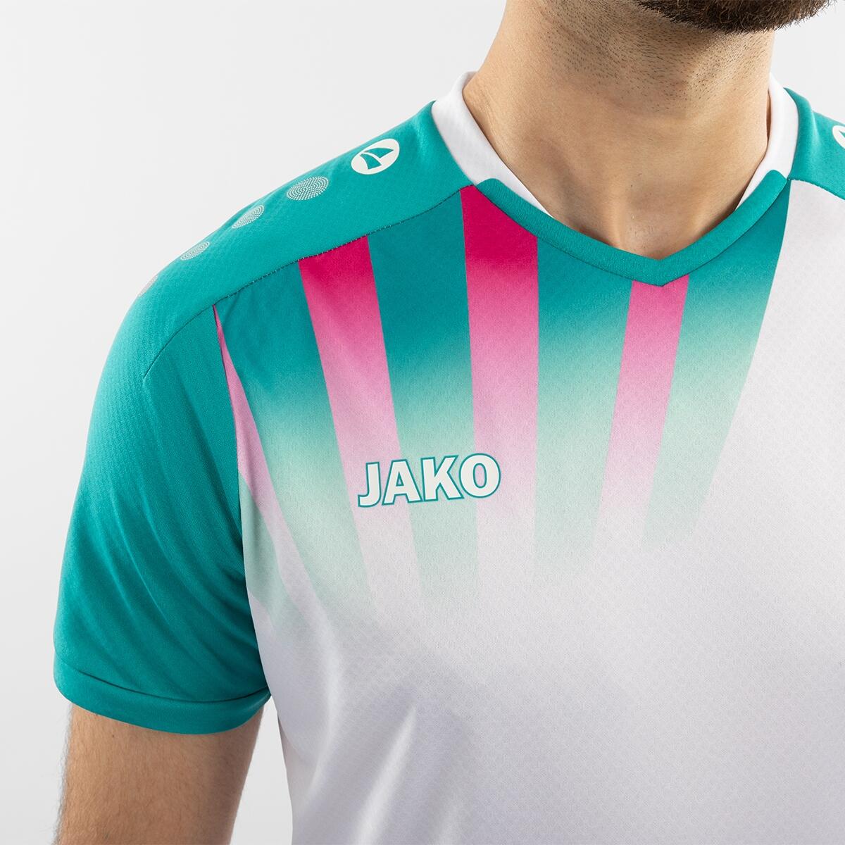 Jako Vintage Shirt Korte Mouw Heren - Wit / Turkoois 4/5