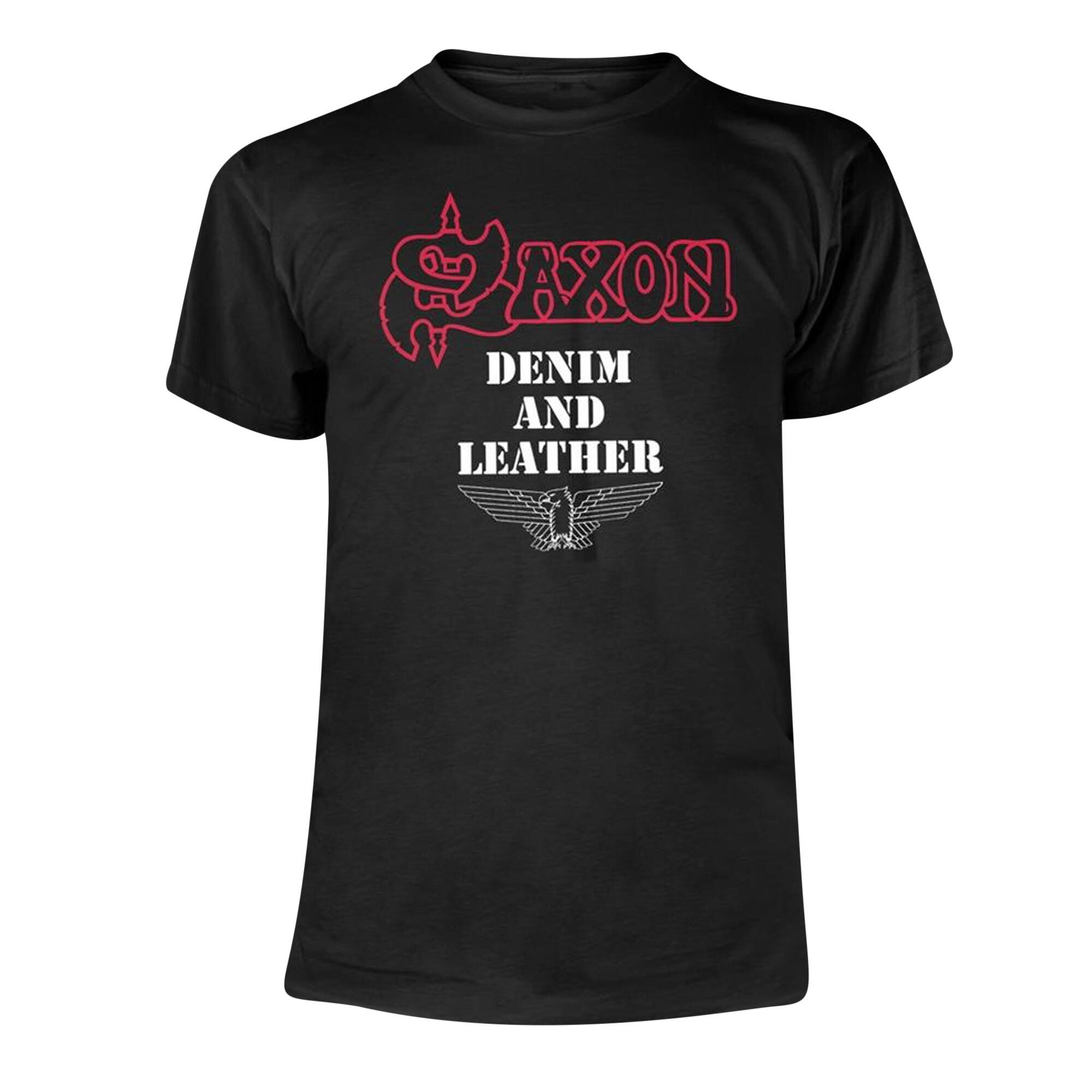 Saxon Unisex Adult Denim And Leather T-Shirt