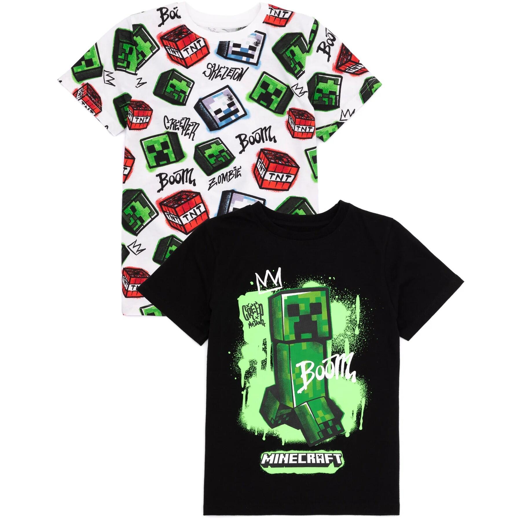 Minecraft Childrens/Kids Creeper T-Shirt (Pack of 2)