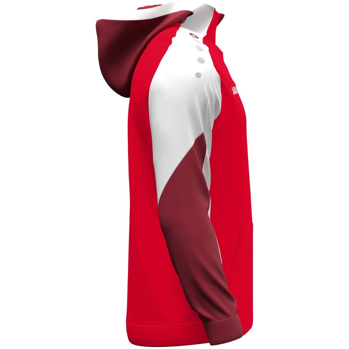 Jako Dynamic Hooded Half Zip Heren - Rood / Wit / Donkerrood 3/6