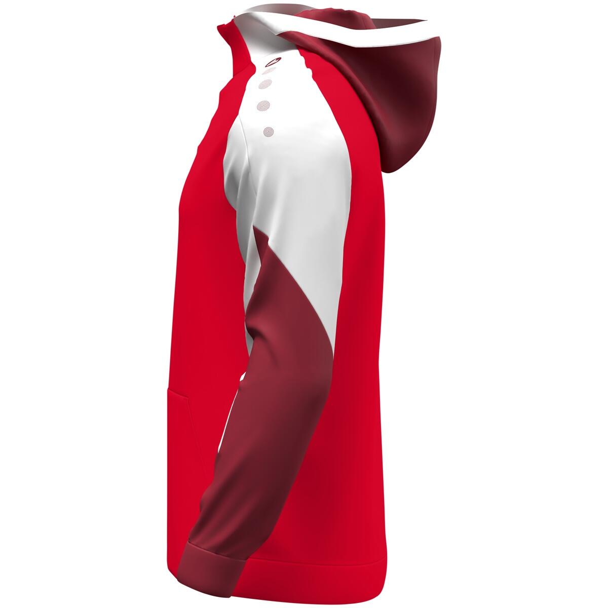 Jako Dynamic Hooded Half Zip Heren - Rood / Wit / Donkerrood 2/6