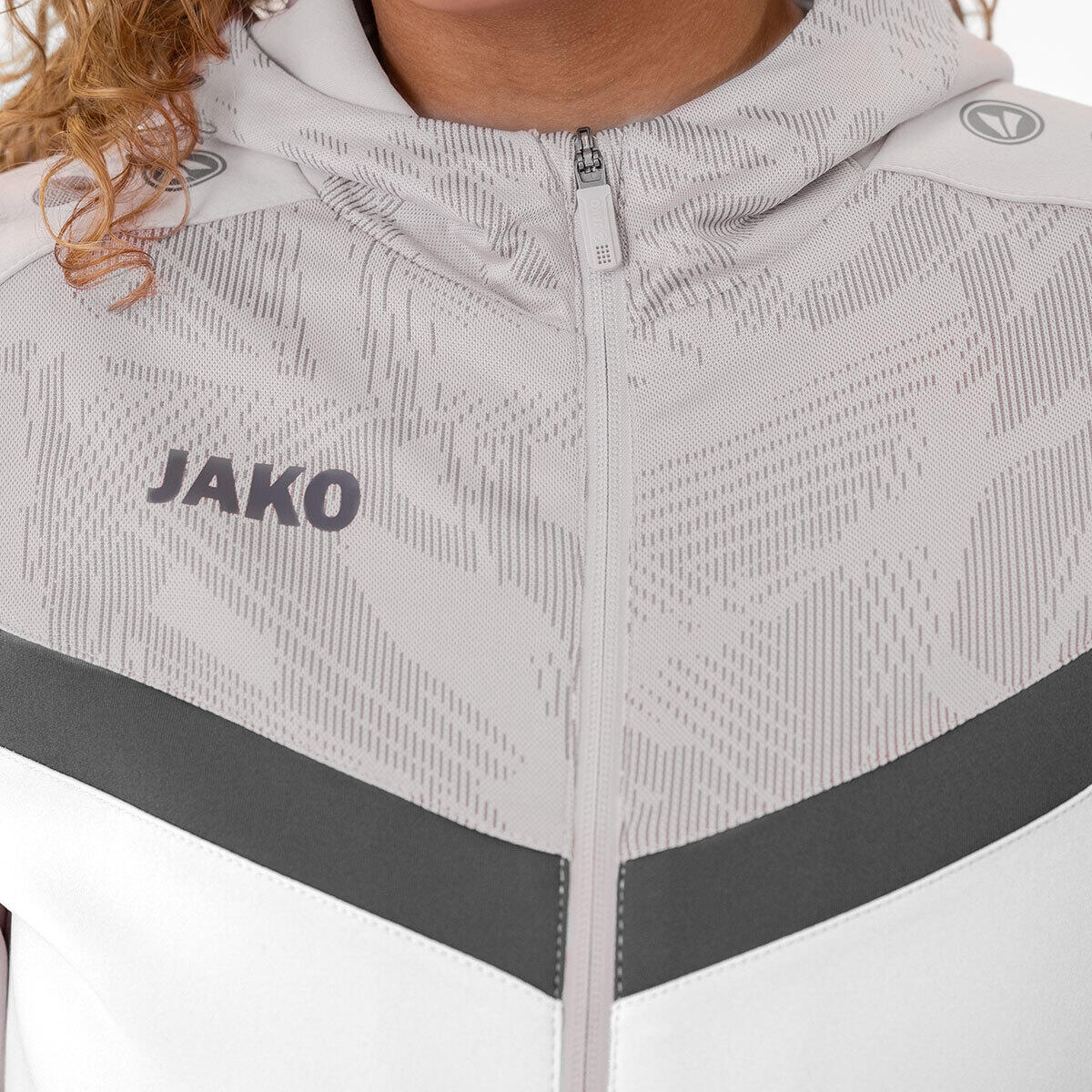 Jako Iconic Hoodie Dames - Wit / Zachtgrijs 4/5