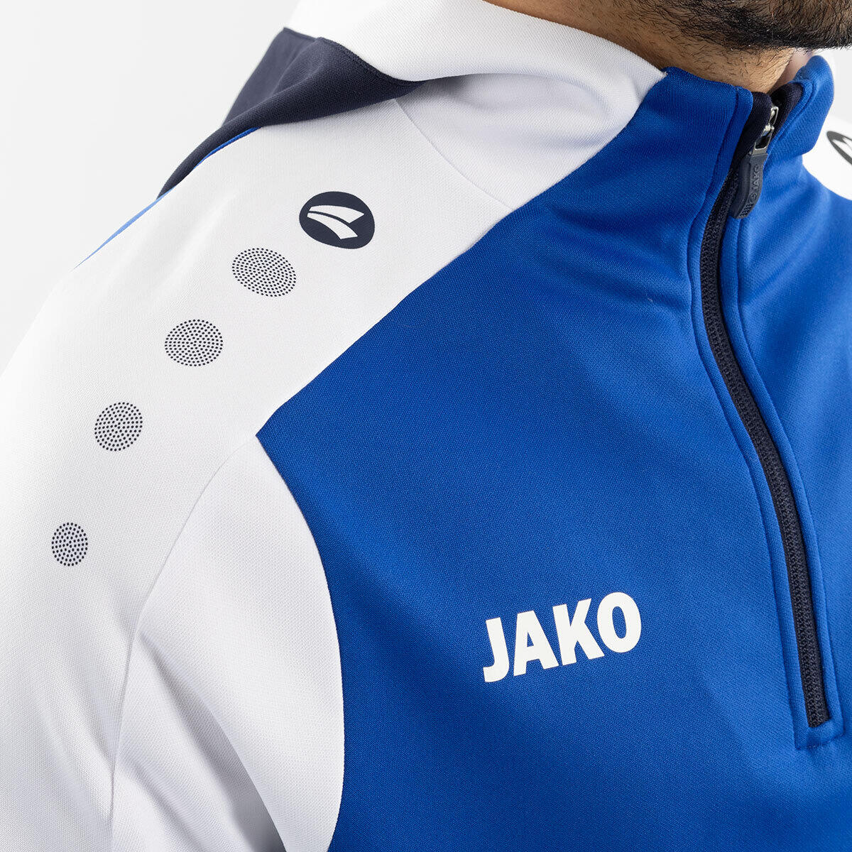 Jako Dynamic Hooded Half Zip Homme - Royal / Blanc / Marine 4/6
