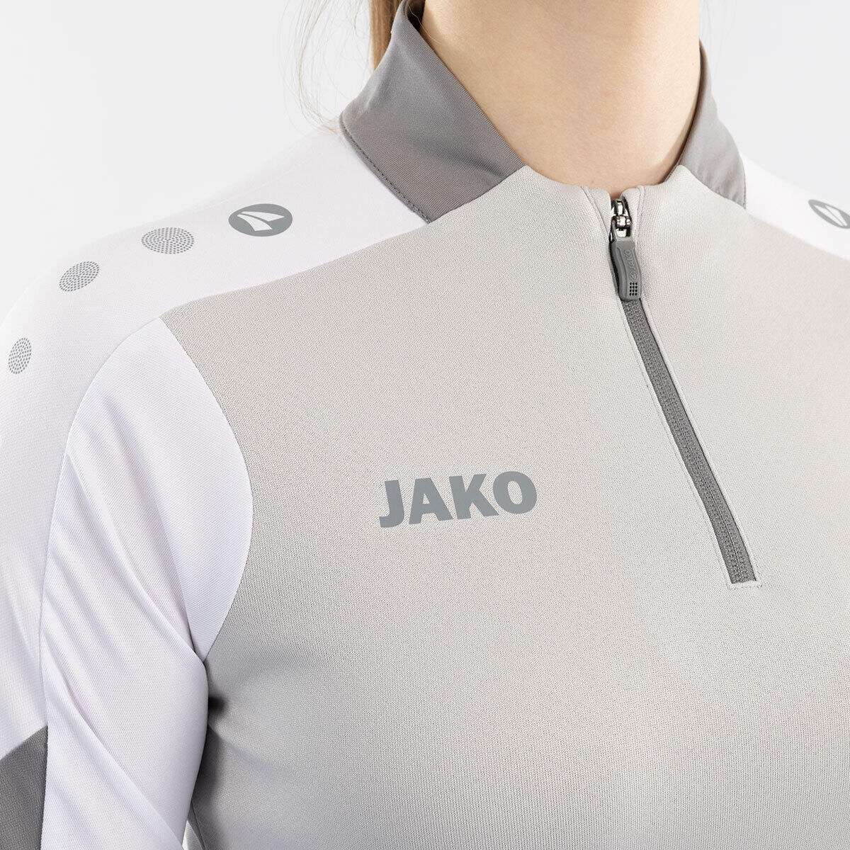 Jako Dynamic Ziptop Femmes - Gris Clair / Blanc / Gris | S 4/4